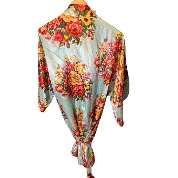Ms Lovely Blue Floral Long Sleeve Robe SZ Extra Large - Picture 5 of 8